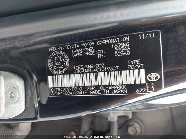 2012 Scion Xd მანქანა იყიდება აუქციონზე, vin: JTKKU4B4XC1019327, აუქციონის ნომერი: 12657088