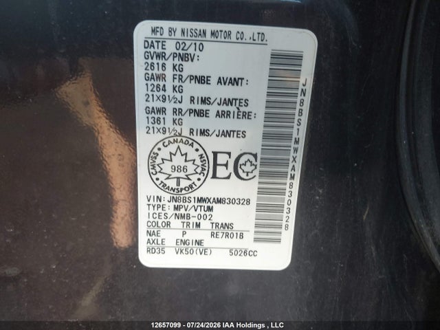 Продажа на аукционе авто 2010 Infiniti Fx50, vin: JN8BS1MWXAM830328, номер лота: 12657099