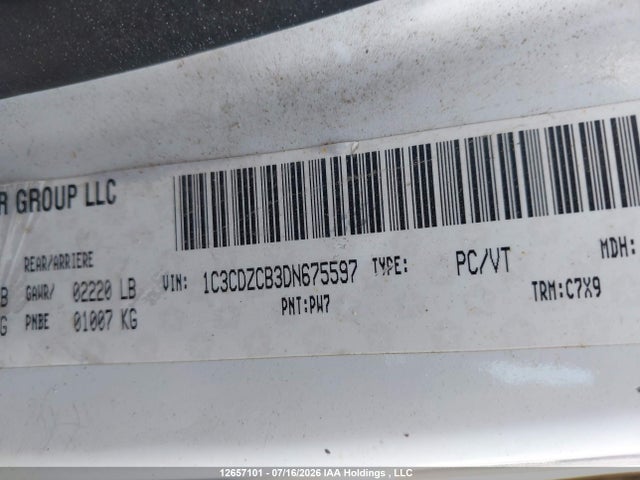12657101 :رقم المزاد ، 1C3CDZCB3DN675597 vin ، 2013 Dodge Avenger Sxt مزاد بيع