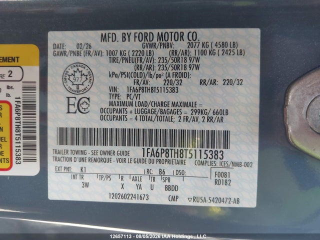 1FA6P8TH8T5115383 Ford Mustang