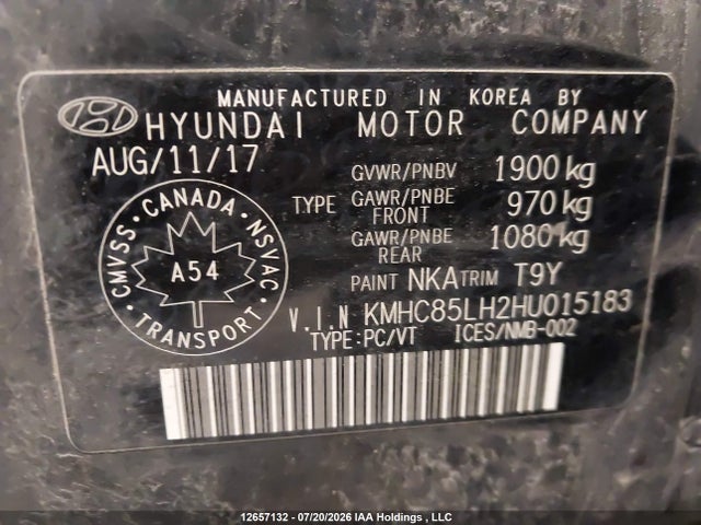 12657132 :رقم المزاد ، KMHC85LH2HU015183 vin ، 2017 Hyundai Ioniq Limited مزاد بيع