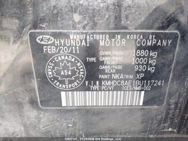 2011 Hyundai Elantra Touring Gls Sport მანქანა იყიდება აუქციონზე, vin: KMHDC8AE1BU117241, აუქციონის ნომერი: 12657141