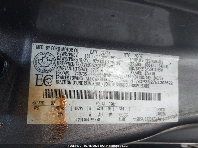 Ford Focus Titanium 2014 1FADP3N27EL303622 Image 9