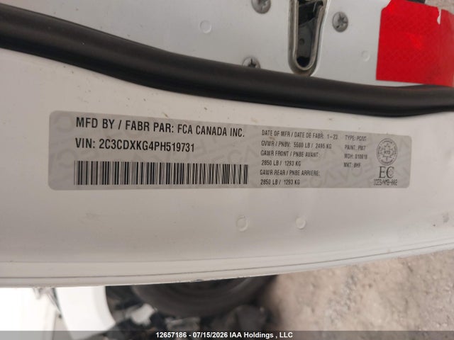 2023 Dodge Charger Police მანქანა იყიდება აუქციონზე, vin: 2C3CDXKG4PH519731, აუქციონის ნომერი: 12657186