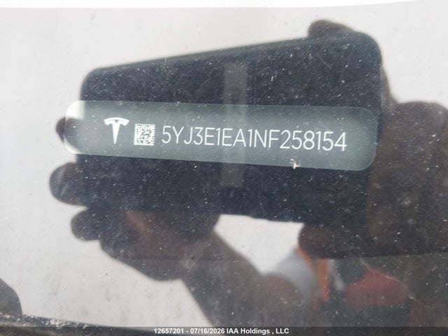 5YJ3E1EA1NF258154 Tesla Model 3 Rwd/standard Range