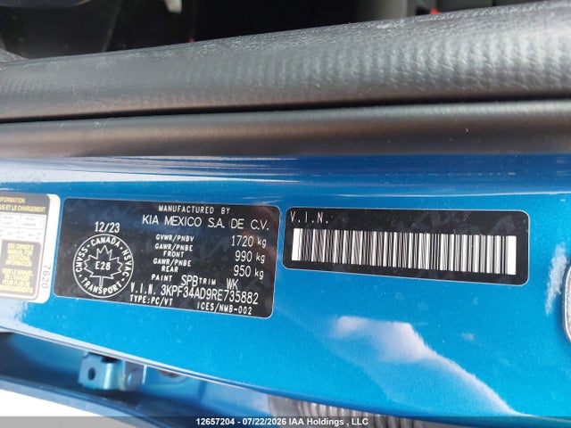 12657204 :رقم المزاد ، 3KPF34AD9RE735882 vin ، 2024 Kia Forte Ex/ex Premium/ex+/gt-line مزاد بيع