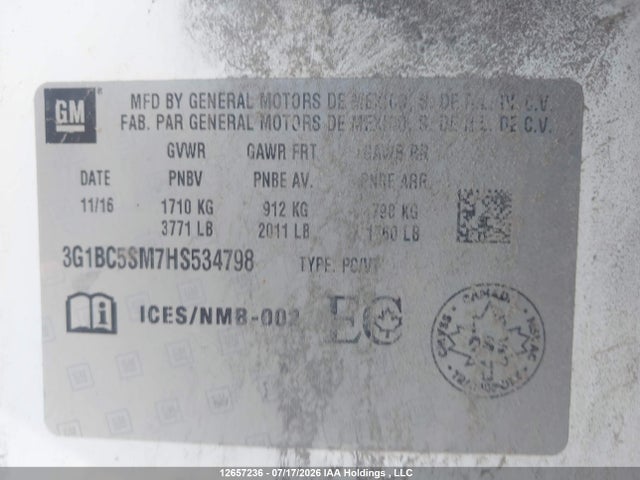 Chevrolet Cruze 2017 3G1BC5SM7HS534798 Image 17