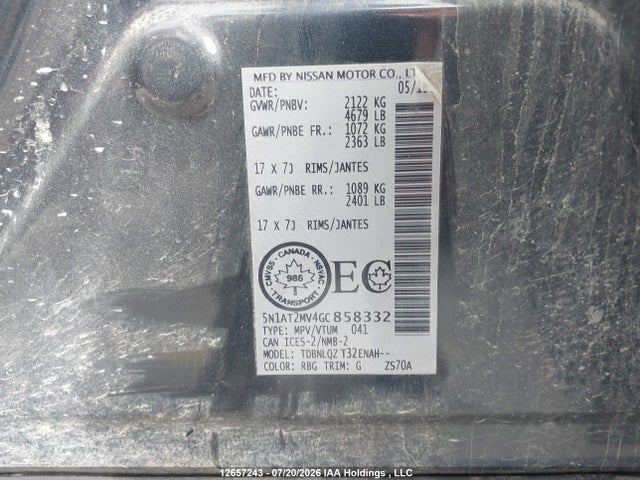 Aukcja sprzedaży 2016 Nissan Rogue S/sl Premium/sv, vin: 5N1AT2MV4GC858332, numer aukcji: 12657243