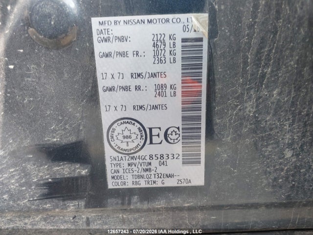 Aukcja sprzedaży 2016 Nissan Rogue S/sl Premium/sv, vin: 5N1AT2MV4GC858332, numer aukcji: 12657243
