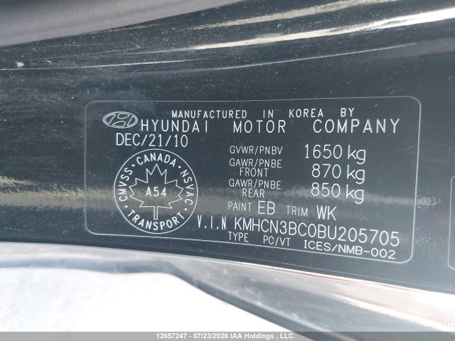 Продажа на аукционе авто 2011 Hyundai Accent Gl, vin: KMHCN3BC0BU205705, номер лота: 12657247