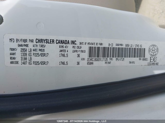 2014 Chrysler Town & Country Touring მანქანა იყიდება აუქციონზე, vin: 2C4RC1BG6ER117125, აუქციონის ნომერი: 12657248