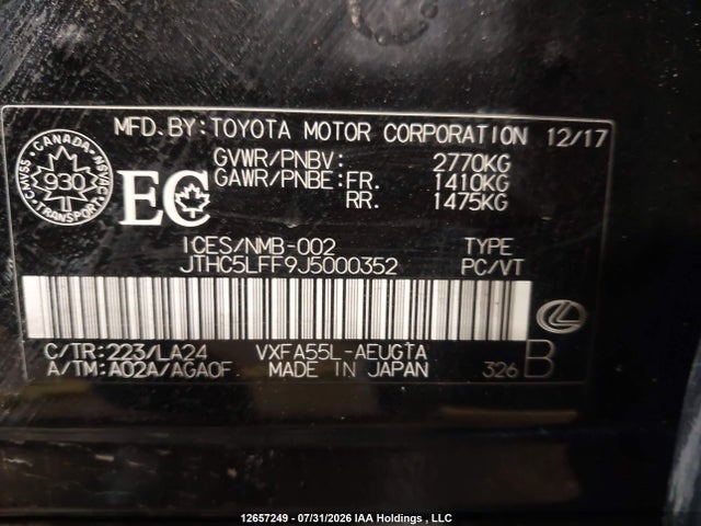 Lexus Ls 500 2018 JTHC5LFF9J5000352 Image 9
