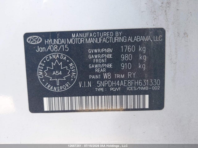 Продаж на аукціоні авто 2015 Hyundai Elantra Gl, vin: 5NPDH4AE8FH631330, номер лоту: 12657251