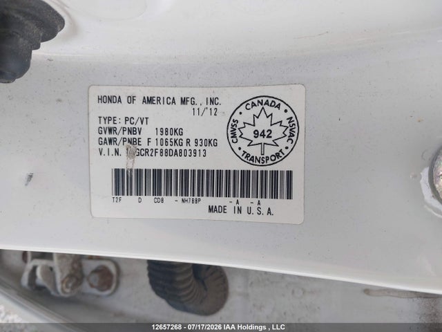 Продаж на аукціоні авто 2013 Honda Accord, vin: 1HGCR2F88DA803913, номер лоту: 12657268