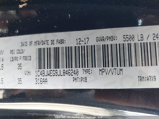 Aukcja sprzedaży 2018 Jeep Wrangler Jk Unlimited Sahara, vin: 1C4BJWEG9JL846240, numer aukcji: 12657300