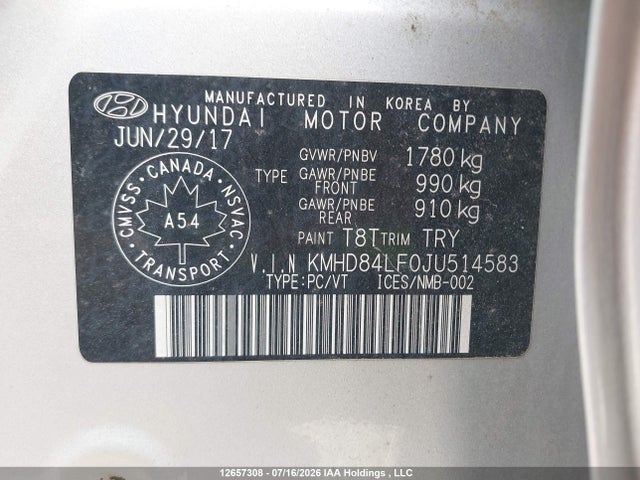 2018 Hyundai Elantra Sel/value/limited მანქანა იყიდება აუქციონზე, vin: KMHD84LF0JU514583, აუქციონის ნომერი: 12657308