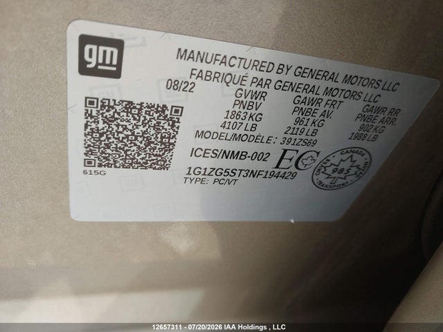 1G1ZG5ST3NF194429 Chevrolet MALIBU RS