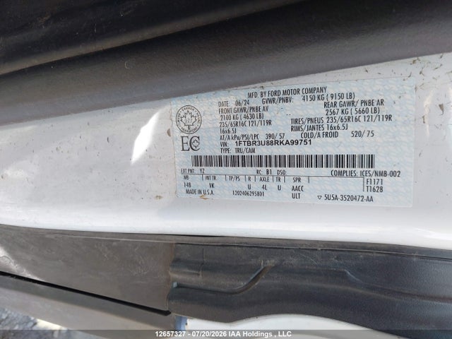 Ford Transit T-250 2024 1FTBR3U88RKA99751 Image 9