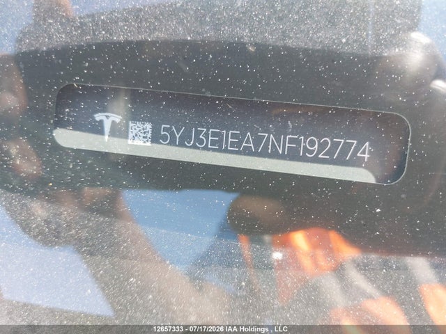 Aukcja sprzedaży 2022 Tesla Model 3 Rwd/standard Range, vin: 5YJ3E1EA7NF192774, numer aukcji: 12657333