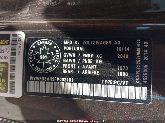 Volkswagen Eos Wolfsburg Edition 2015 WVWFD8AH3FV002161 Image 21