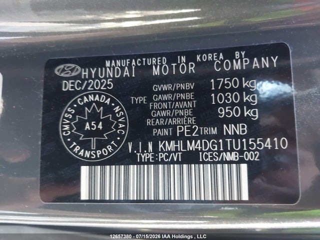 2026 Hyundai Elantra Sel Sport მანქანა იყიდება აუქციონზე, vin: KMHLM4DG1TU155410, აუქციონის ნომერი: 12657380