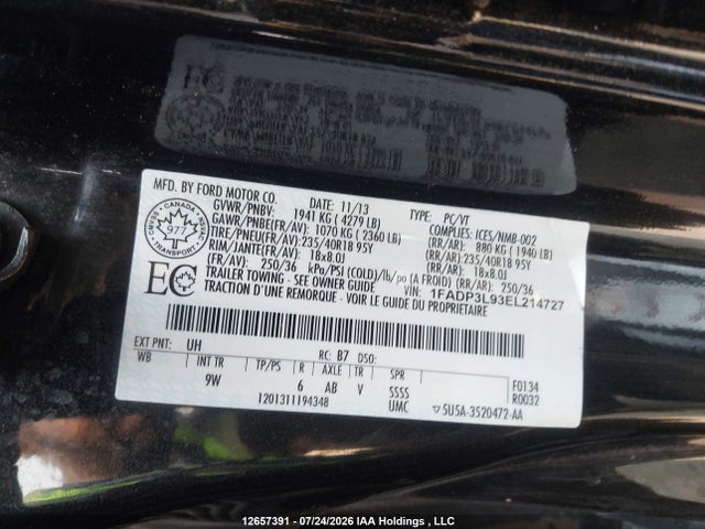 12657391 :رقم المزاد ، 1FADP3L93EL214727 vin ، 2014 Ford Focus St St مزاد بيع