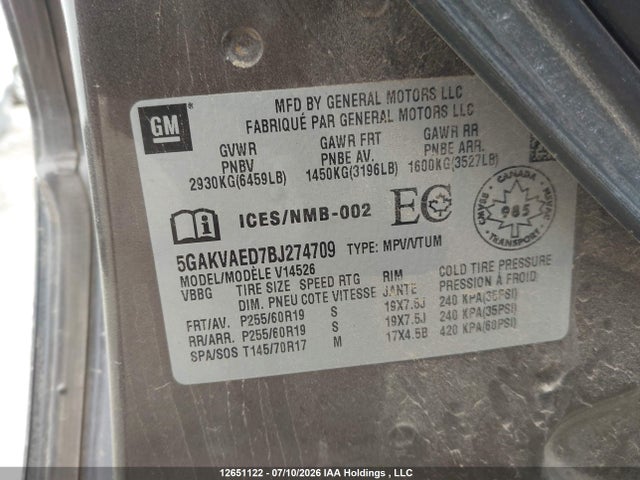 Продажа на аукционе авто 2011 Buick Enclave Cx, vin: 5GAKVAED7BJ274709, номер лота: 12651122