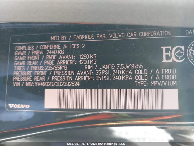 Продаж на аукціоні авто 2013 Volvo Xc60 T6 T6, vin: YV4902DZ3D2392524, номер лоту: 12657397