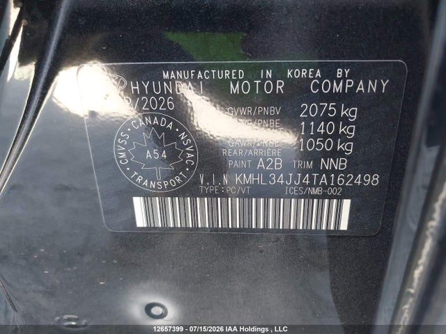 2026 Hyundai Sonata Hybrid/sel მანქანა იყიდება აუქციონზე, vin: KMHL34JJ4TA162498, აუქციონის ნომერი: 12657399