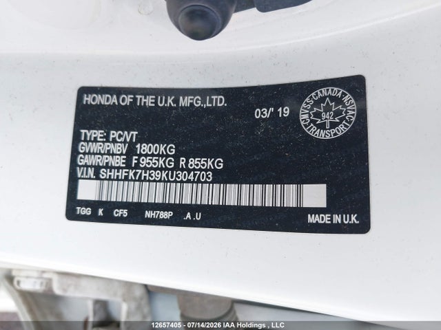 Honda Civic Lx 2019 SHHFK7H39KU304703 Image 20