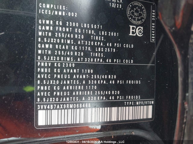 3VV4B7AX9RM068468 Volkswagen Tiguan Highline R-line