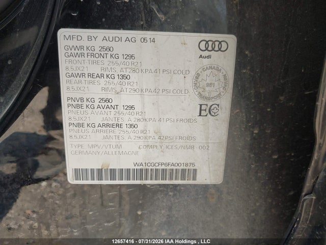 WA1CGCFP6FA001875 Audi Q5 3.0t Progressiv
