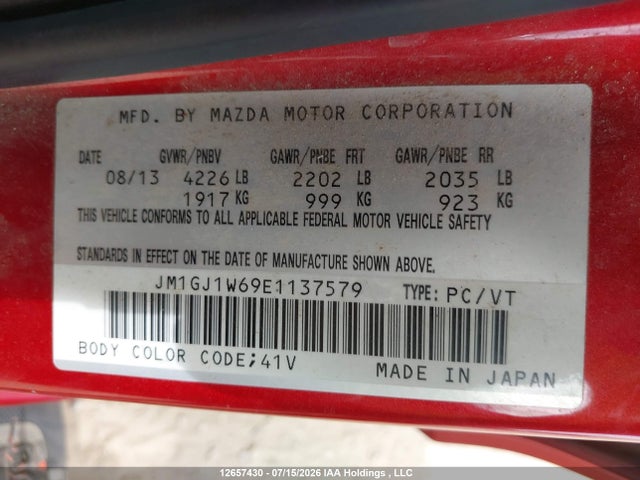 JM1GJ1W69E1137579 Mazda 6 Grand Touring