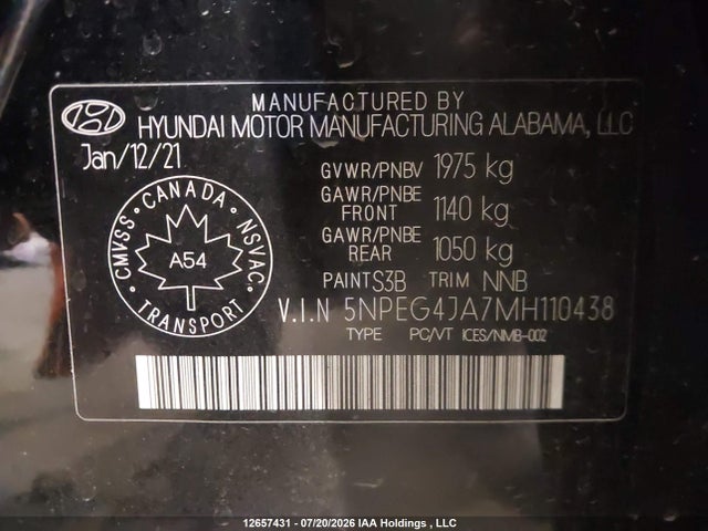 Hyundai SONATA SE 2021 5NPEG4JA7MH110438 Image 9