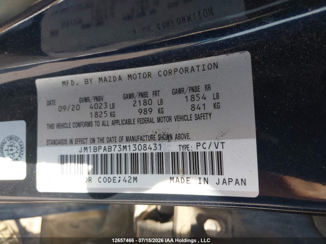 Mazda Mazda3 Gx 2021 JM1BPAB73M1308431 Image 9