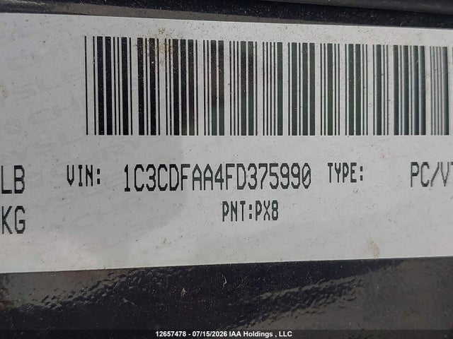 Aukcja sprzedaży 2015 Dodge Dart Se, vin: 1C3CDFAA4FD375990, numer aukcji: 12657478