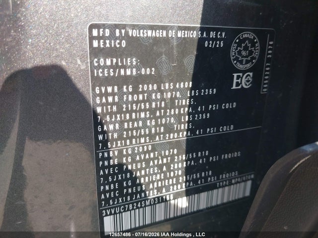 3VVUC7B24SM031155 Volkswagen TAOS SE