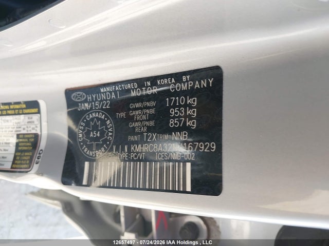 KMHRC8A32NU167929 Hyundai Venue Sel/limited