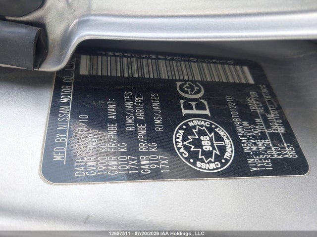 12657511 :رقم المزاد ، JN8AF5MV9BT012210 vin ، 2011 Nissan Juke Sv مزاد بيع