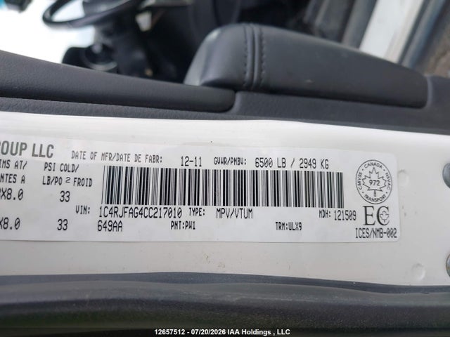 Aukcja sprzedaży 2012 Jeep Grand Cherokee Laredo, vin: 1C4RJFAG4CC217010, numer aukcji: 12657512