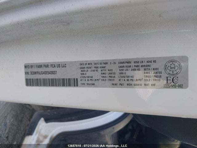 RAM Promaster 3500 3500 High 2025 3C6MRVJG4SE543837 Image 9