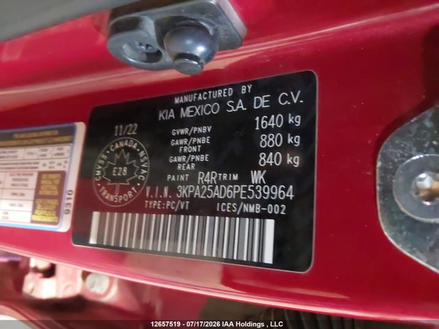 Aukcja sprzedaży 2023 Kia Rio Lx Premium/lx+, vin: 3KPA25AD6PE539964, numer aukcji: 12657519