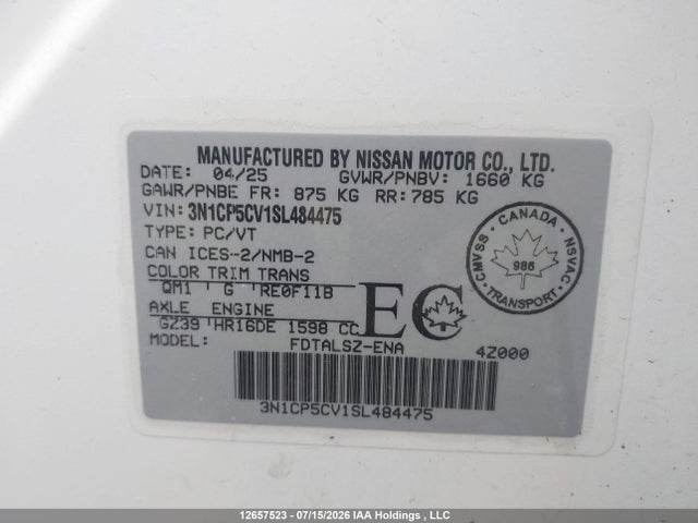 Nissan Kicks Play Sv 2025 3N1CP5CV1SL484475 Image 18
