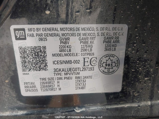 Продажа на аукционе авто 2026 Gmc Terrain Elevation, vin: 3GKALUEG0TL297193, номер лота: 12657527