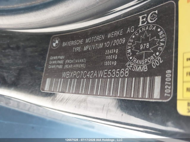 Auction sale of the 2010 Bmw X3, vin: WBXPC7C42AWE53568, lot number: 12657528