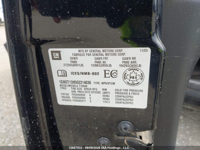 12657532 :رقم المزاد ، 1GNET13H562214636 vin ، 2006 Chevrolet Trailblazer Ss مزاد بيع