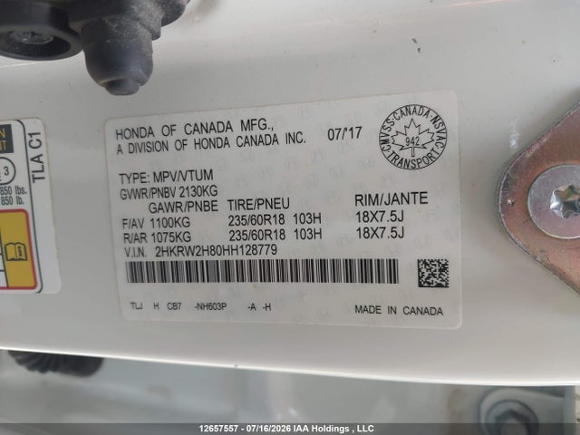 Honda Cr-v Ex-l 2017 2HKRW2H80HH128779 Image 20