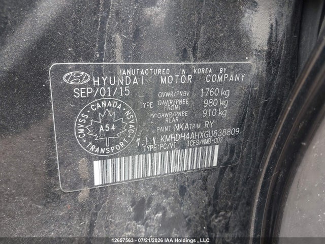 2016 Hyundai Elantra Se/sport/limited მანქანა იყიდება აუქციონზე, vin: KMHDH4AHXGU638809, აუქციონის ნომერი: 12657563
