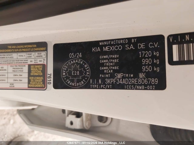 Aukcja sprzedaży 2024 Kia Forte Ex/ex+/ex Premium, vin: 3KPF34AD2RE806789, numer aukcji: 12657571