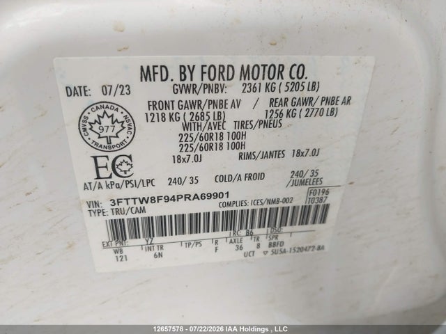 2023 Ford Maverick Xl/xlt/lariat მანქანა იყიდება აუქციონზე, vin: 3FTTW8F94PRA69901, აუქციონის ნომერი: 12657578